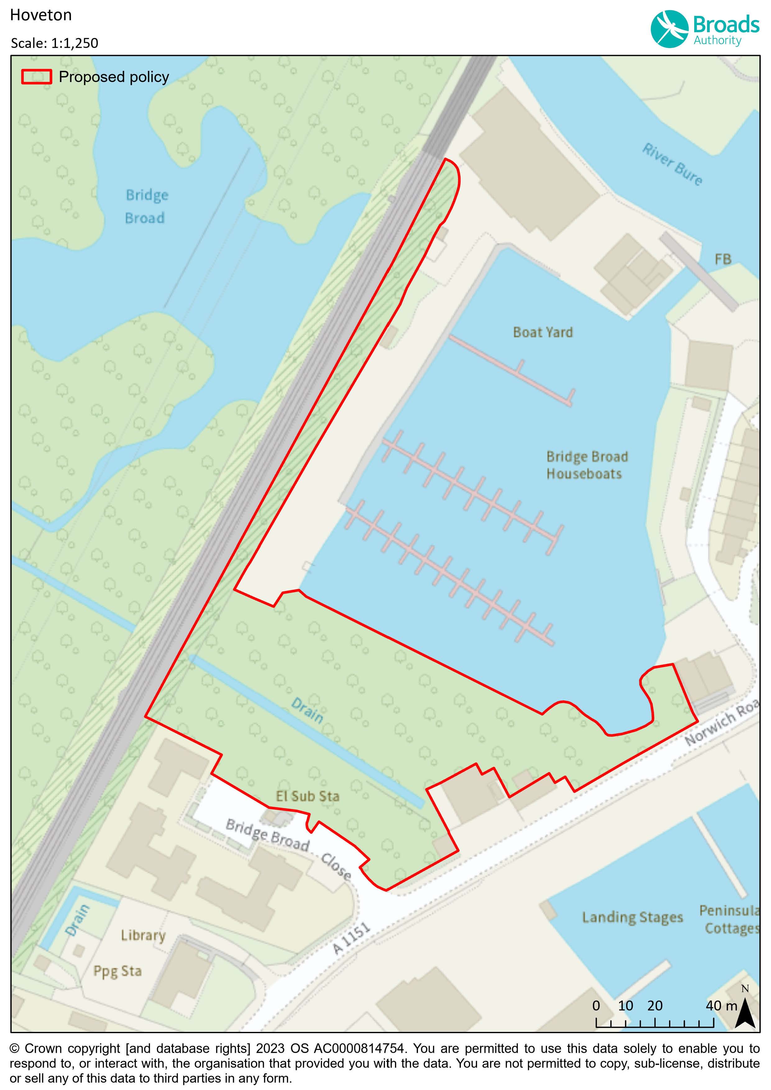 Map showing the area of proposed LGS in Hoveton