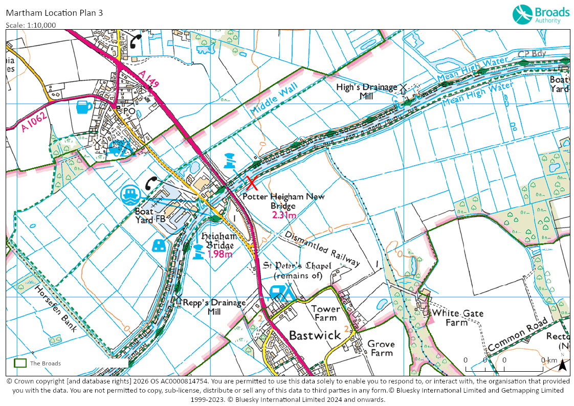 OS Map showing location of works at Marthams Bank