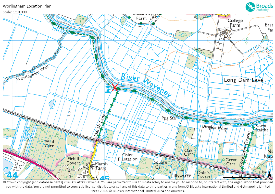 OS map showing location of works at Worlingham 24 hour mooing