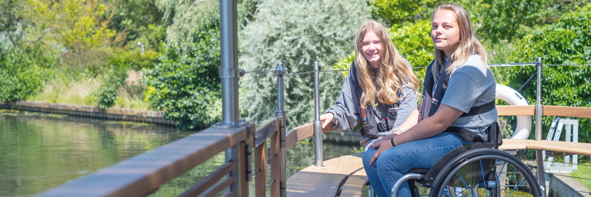 Two young visitors aboard the solar powered boat, Ra