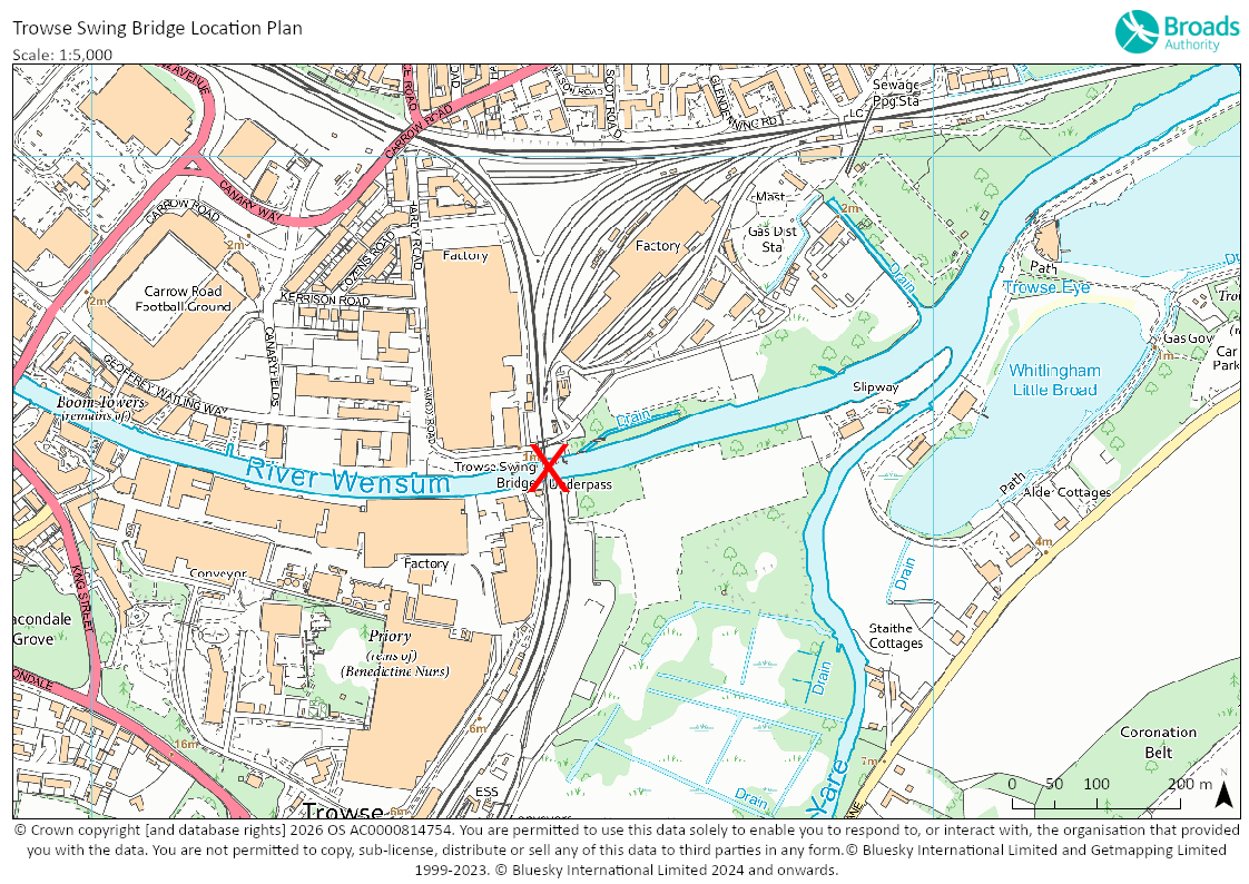 OS Map Locating Trowse Swing Bridge