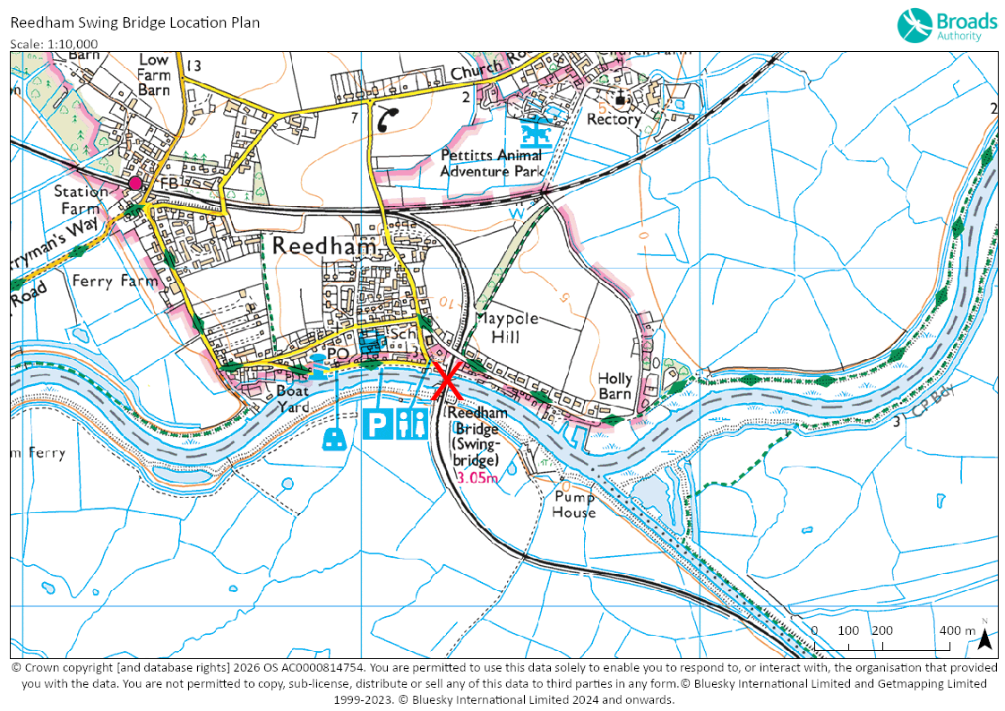 OS Map locating Reedham Swing Bridge
