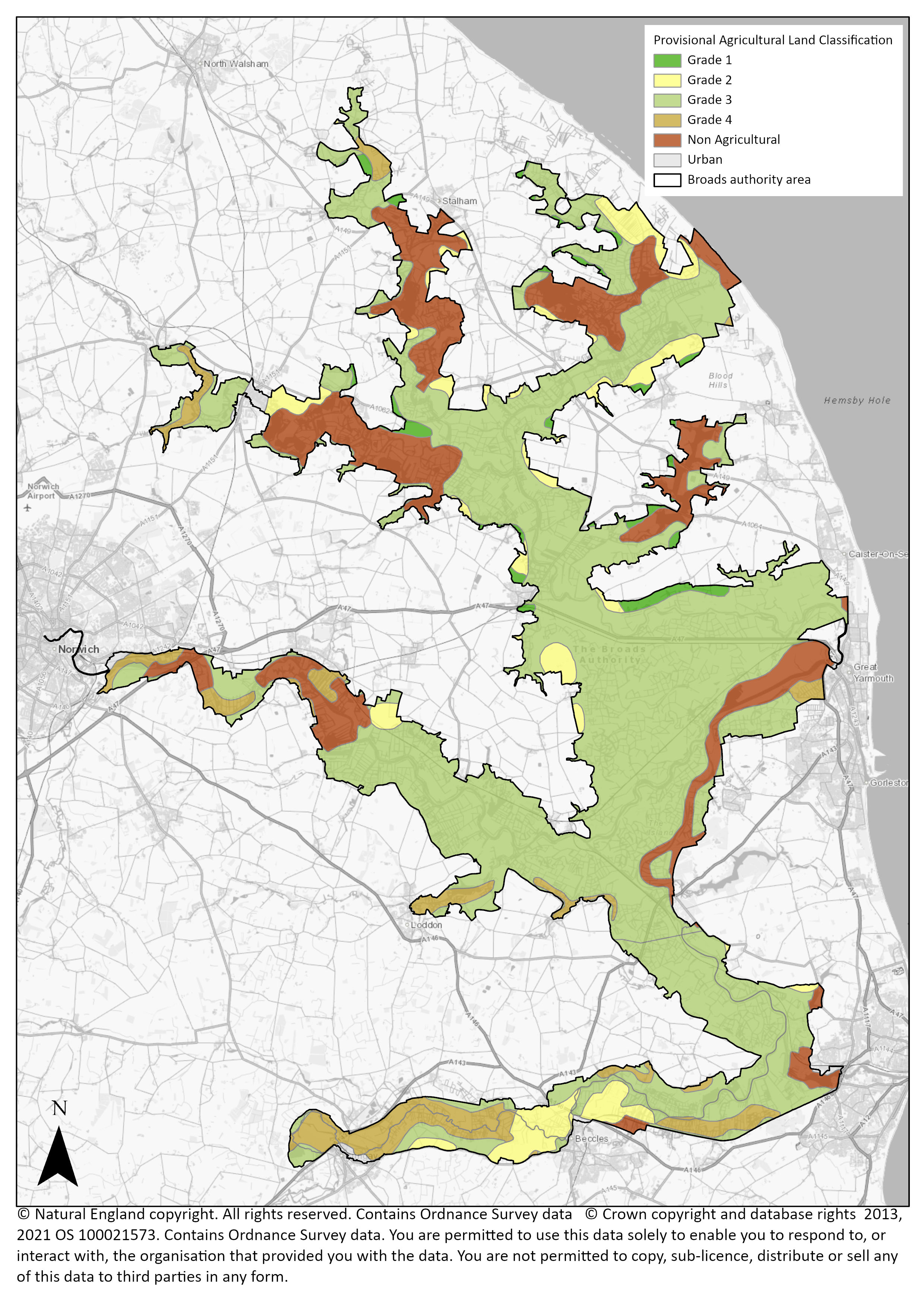 Map showing Agricultural Land Classification