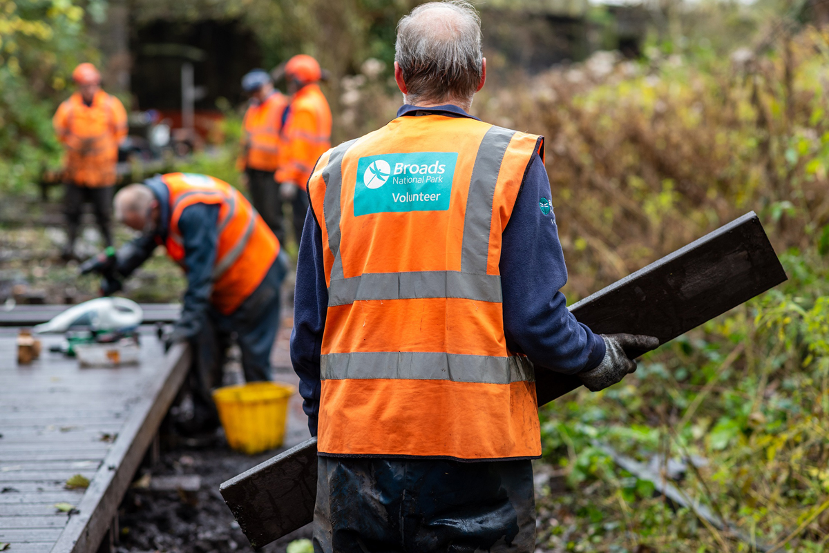  Volunteer Peter Cannell repairing the Hoveton Boardwalk