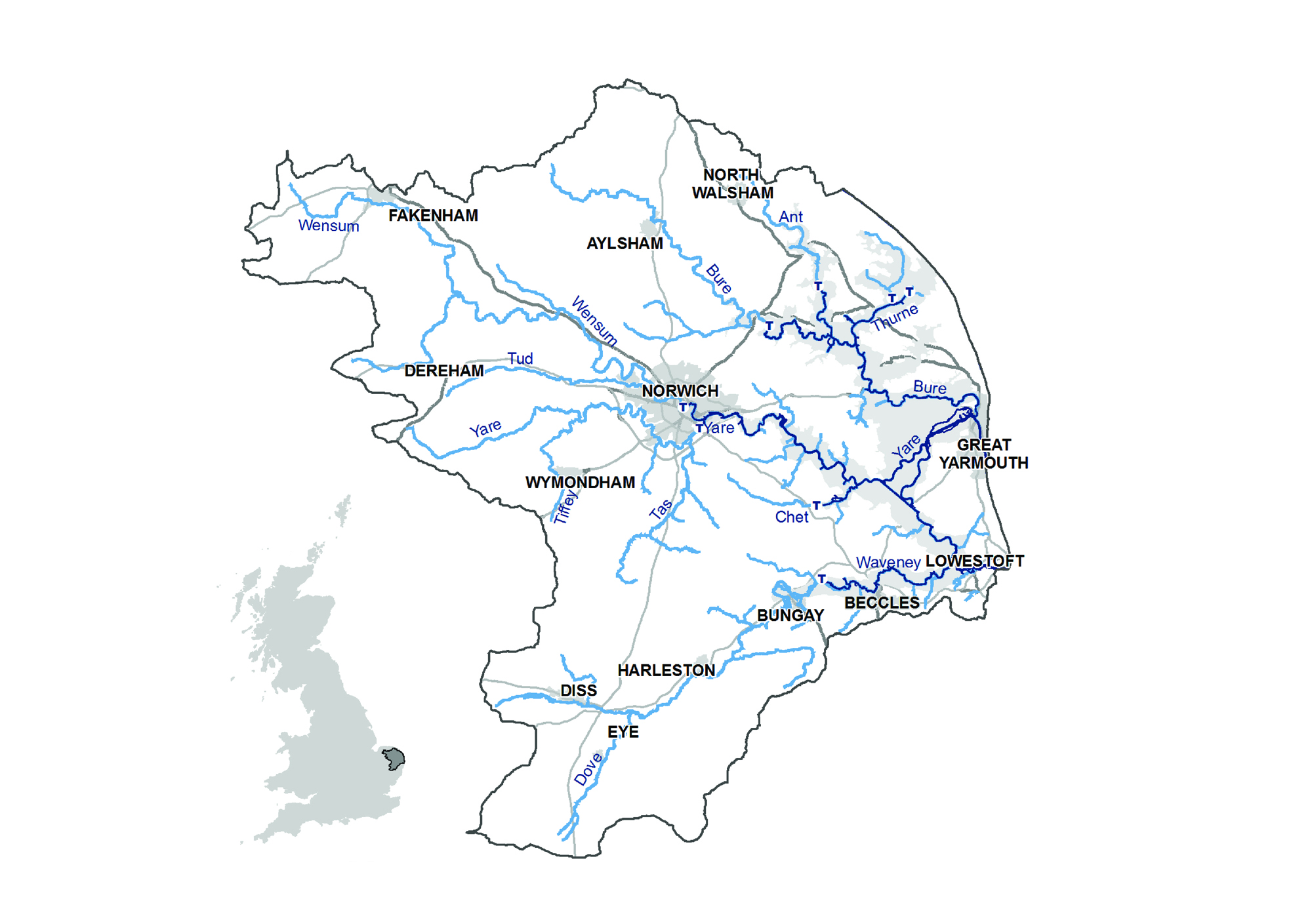 broadland rivers catchment map