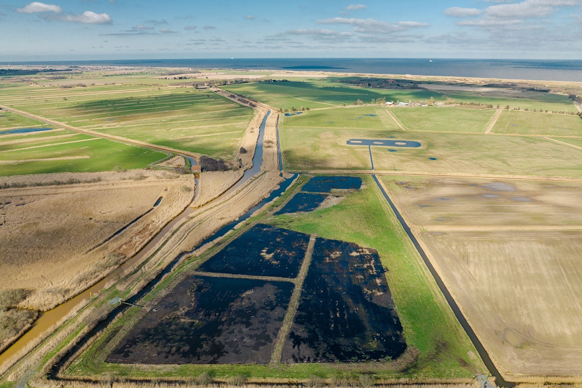 The wetland farming site at Horsey An aerial view of the wetland farming site at Horsey