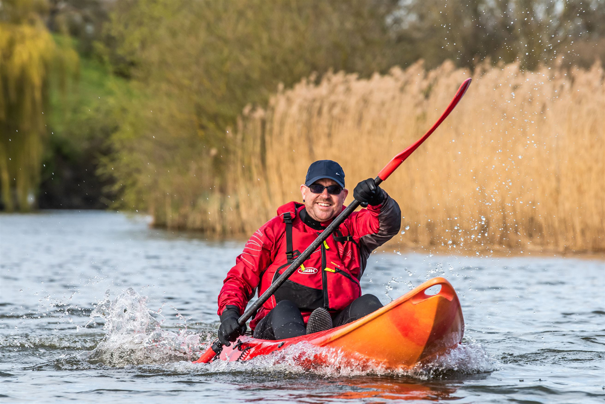 man kayaking on the river waveney at beccles