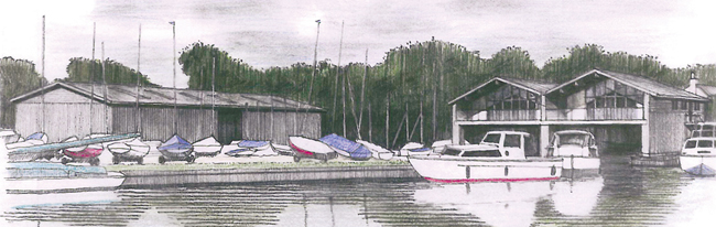Drawing of boatyard