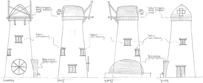 Architect's drawings for Stubb Mill. 